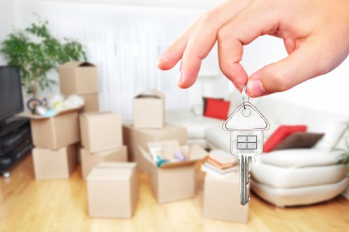 Moving day packing checklist with labelled boxes for a Sutton house or flat move