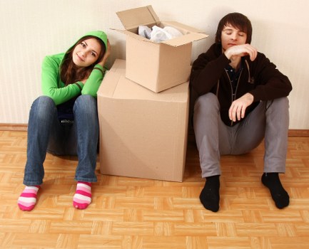 Packed boxes and furniture prepared for a Sutton house move