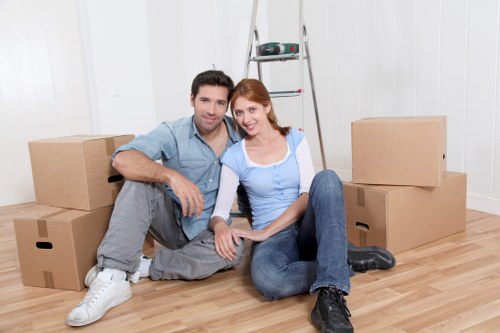 Packed boxes and furniture ready for a local Sutton relocation