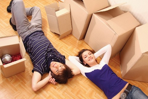 Student belongings being carried from a shared house in Sutton
